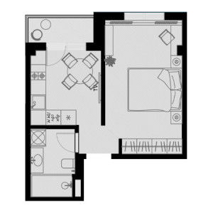 1 комнатная 33.2м²