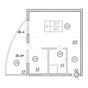 Студия 48.5м²