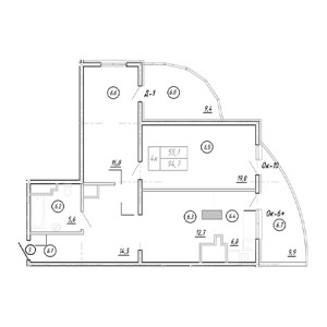 2 комнатная 94.7м²