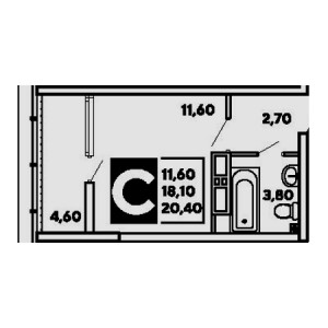 Студия 20.4м²