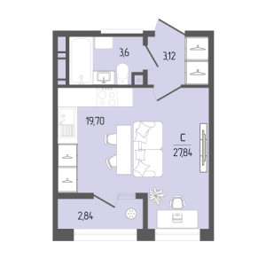 Студия 27.84м²