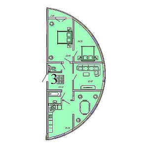 3 комнатная 95.06м²