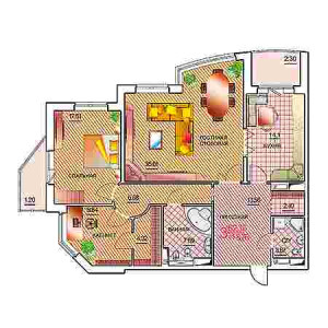 3 комнатная 118.76м²