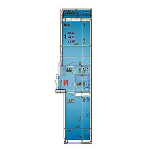 1 комнатная 45.46м²