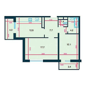 2 комнатная 58.9м²