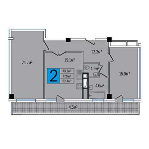 2 комнатная 82.4м²