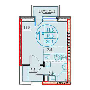 Студия 20.1м²