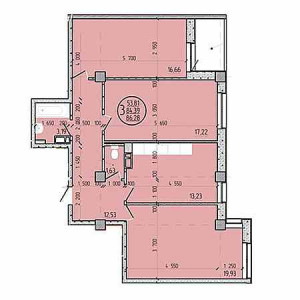 3 комнатная 86.28м²