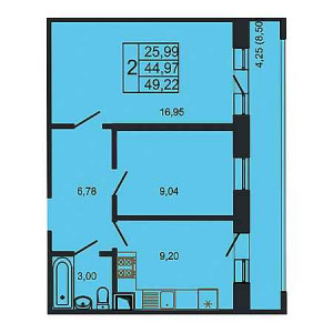 2 комнатная 49.22м²