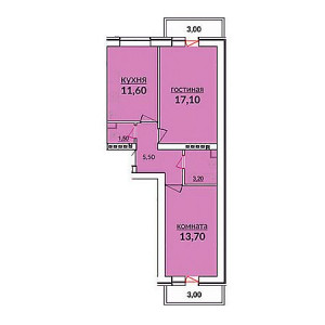 2 комнатная 58.6м²