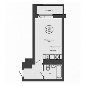 Студия 25.4м²