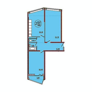 2 комнатная 76.69м²