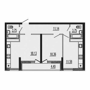 2 комнатная 63.21м²