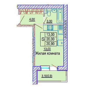 Студия 20.9м²