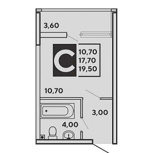 Студия 19.5м²