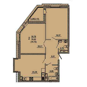 2 комнатная 78.75м²