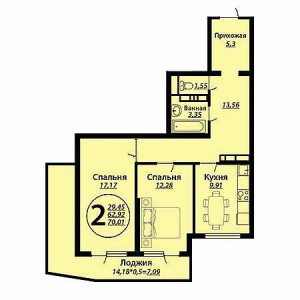 2 комнатная 70.01м²