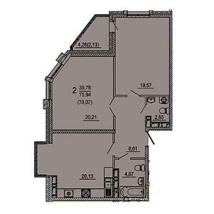 2 комнатная 78.07м²