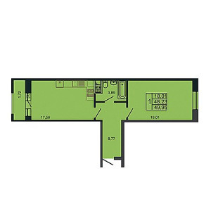 1 комнатная 49.95м²