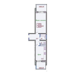 1 комнатная 50.5м²