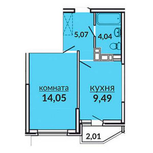 1 комнатная 34.66м²