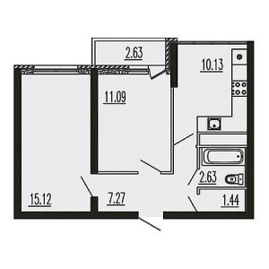 2 комнатная 50.31м²