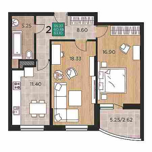 2 комнатная 63.1м²