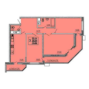 3 комнатная 95.86м²