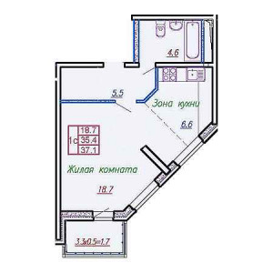 Студия 37.1м²