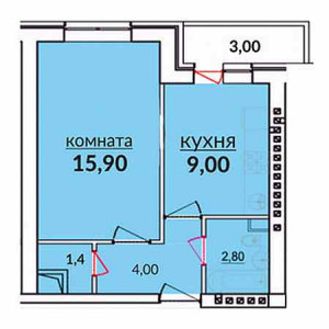 1 комнатная 36.1м²