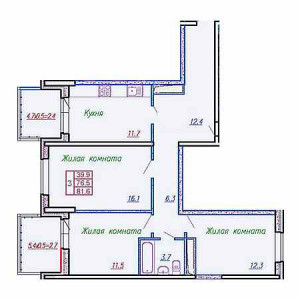 3 комнатная 81.6м²