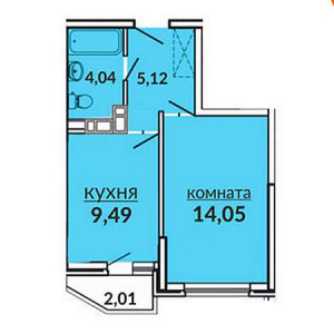 1 комнатная 34.71м²