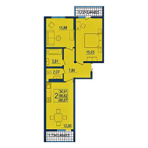 2 комнатная 60.07м²