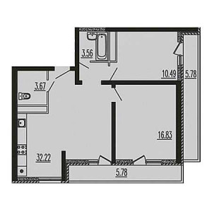 2 комнатная 78.33м²