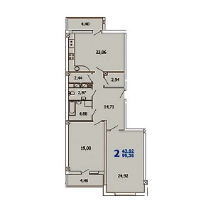 2 комнатная 99.36м²