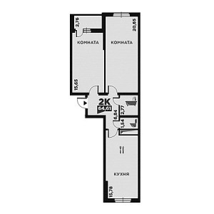 2 комнатная 64.61м²