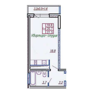 Студия 27.3м²