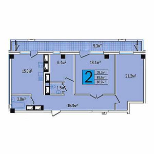 2 комнатная 86.9м²