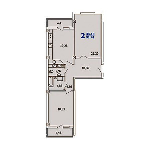 2 комнатная 91.41м²