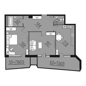 2 комнатная 88.4м²