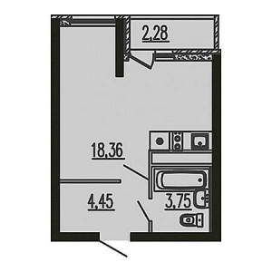 Студия 28.84м²