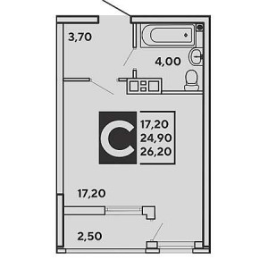 Студия 26.2м²