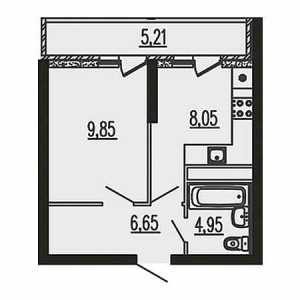 1 комнатная 32.1м²