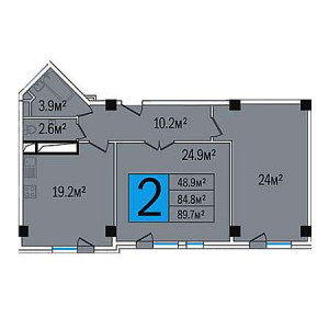 2 комнатная 89.7м²