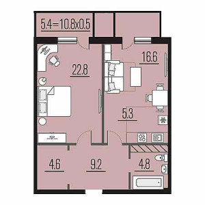 2 комнатная 68.7м²