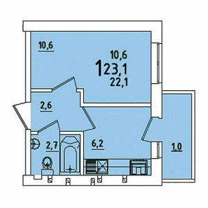 1 комнатная 23.1м²