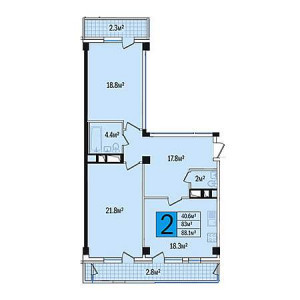 2 комнатная 88.1м²