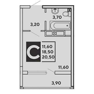 Студия 20.5м²