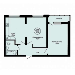 2 комнатная 57.2м²