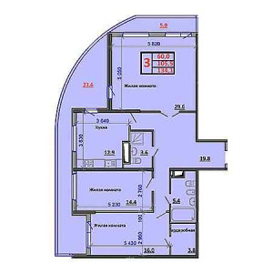 3 комнатная 134.1м²